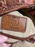 Liz Claiborne Brown Leather Tote Bag With Woven Accents