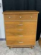 Mid-Century Modern Wooden Chest with Four Drawers and Tapered Legs