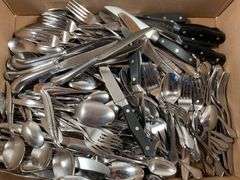 Large Assortment of Stainless Steel Flatware and Knives