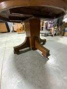 Round Wooden Dining Table with Pedestal Base