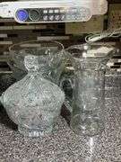 Clear and Etched Glass Tableware and Decorative Pieces