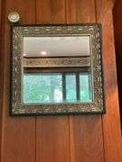 Square Beveled Mirror with Ornate Metal Frame