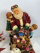 Holiday Decor Lot with Santa Figurines, S&P Shakers, and Textiles