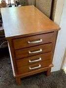 Three-Drawer Wooden Chest With Metallic Handles