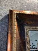 Beveled Mirror with Ornate Wooden Frame, Two-Way Hanging