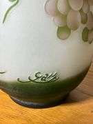 Gallé Signed Cameo Glass Vase with Grapevine Motif and Raised Signature