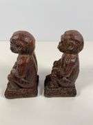 Melannco Monkey Figurines in Brown Finish