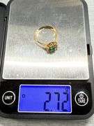 18K Yellow Gold Ring with Emerald and Diamond Accents