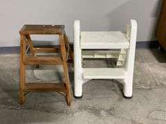 Step Stools: Rubbermaid Plastic and Werner Wooden Ladder