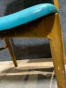 Vintage Chairmasters Inc, Wooden Chairs with Turquoise Vinyl Upholstery