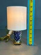Blue and Yellow Ceramic Table Lamp with Gold Accents