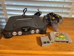 Nintendo 64 Console with Controllers, Memory Expansion, and Super Mario 64