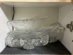 Clear and Etched Glass Tableware and Decorative Pieces