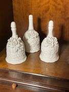 Ceramic Floral Bells and Etched Glass Bell Set