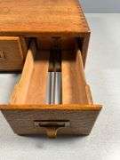 Two-Drawer Wooden Card File Cabinet with Brass Pulls