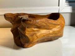 Carved Wooden Bowl Signed by T. Johnson