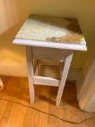 Small Wooden Table With Removable Marble Tile Top