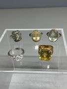 Five Marked 925 Rings with Various Sizes and Stones