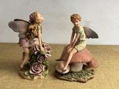 Fairy Figurines with Floral and Mushroom Bases