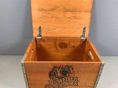 Wooden Budweiser Clydesdales Storage Box with Hinged Lid