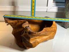 Carved Wooden Bowl Signed by T. Johnson