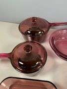 Corning and Pyrex Vision Glass Cookware in Pink, Amber and Purple