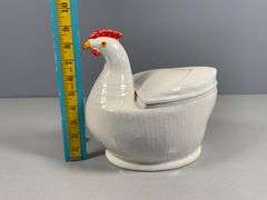 Italian Ceramic Hen Shaped Lidded Dish