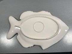 Fish-Shaped Clear Glass Plates and Ceramic Serving Platter