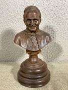 Handcrafted Wooden Bust of Clergyman Signed and Dated 1986