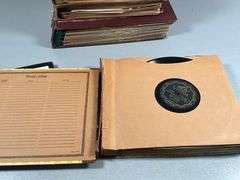 Vintage 78 RPM Records in Albums Featuring Various Labels and Artists