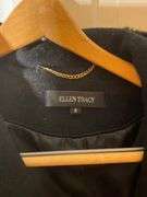 Ellen Tracy Black Coat With Faux Fur Trim, Size 8