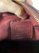 Coach Burgundy Pebbled Leather Zip-Top Tote Bag With Dual Handles and Tag