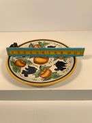 Hand-Painted Ceramic Plate by La Concordia with Fruit and Bird Motif