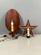 Two Decorative Electric Candle Lamps with Star and Oval Designs