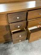 Mid-Century Swedish Walnut Triple Dresser With Mirror and 9 Drawers