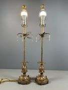 Gold and Silver Colored Table Lamps with Crystal Accents