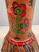 Vintage Indian Drum with Hand-Painted Floral Design