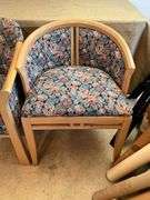 Two Wooden Chairs With Floral Upholstery