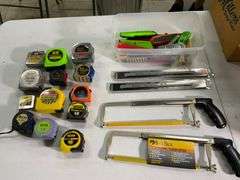 Measuring Tapes, Utility Knives, and Buck Bros Hacksaws
