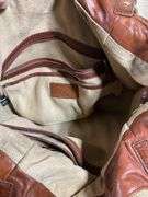 Liz Claiborne Brown Leather Tote Bag With Woven Accents