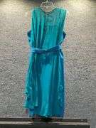 1950s Sleeveless Teal Cocktail Dress with Sheer Overlay