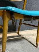 Vintage Chairmasters Inc, Wooden Chairs with Turquoise Vinyl Upholstery