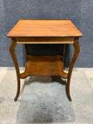 Wooden Side Table with Lower Shelf and Cabriole Legs