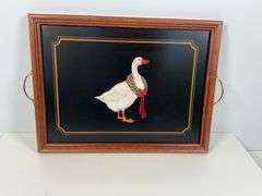 Pimpernel Goose-Themed Serving Tray with Brass Handles
