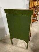 Vintage Wood Music Cabinet With Musical Motif and Interior Shelving