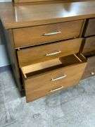 Mid-Century Swedish Walnut Triple Dresser With Mirror and 9 Drawers