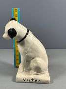 Victor Ceramic Dog Figurine With Black Collar and Ear Accents