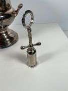 Silver Toned Wine Cooler Set with Corkscrew and Wine Holder/Pourer