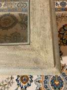 Rectangular Beveled Glass Coffee Table with Carved Base
