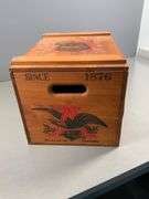 Wooden Budweiser Clydesdales Storage Box with Hinged Lid